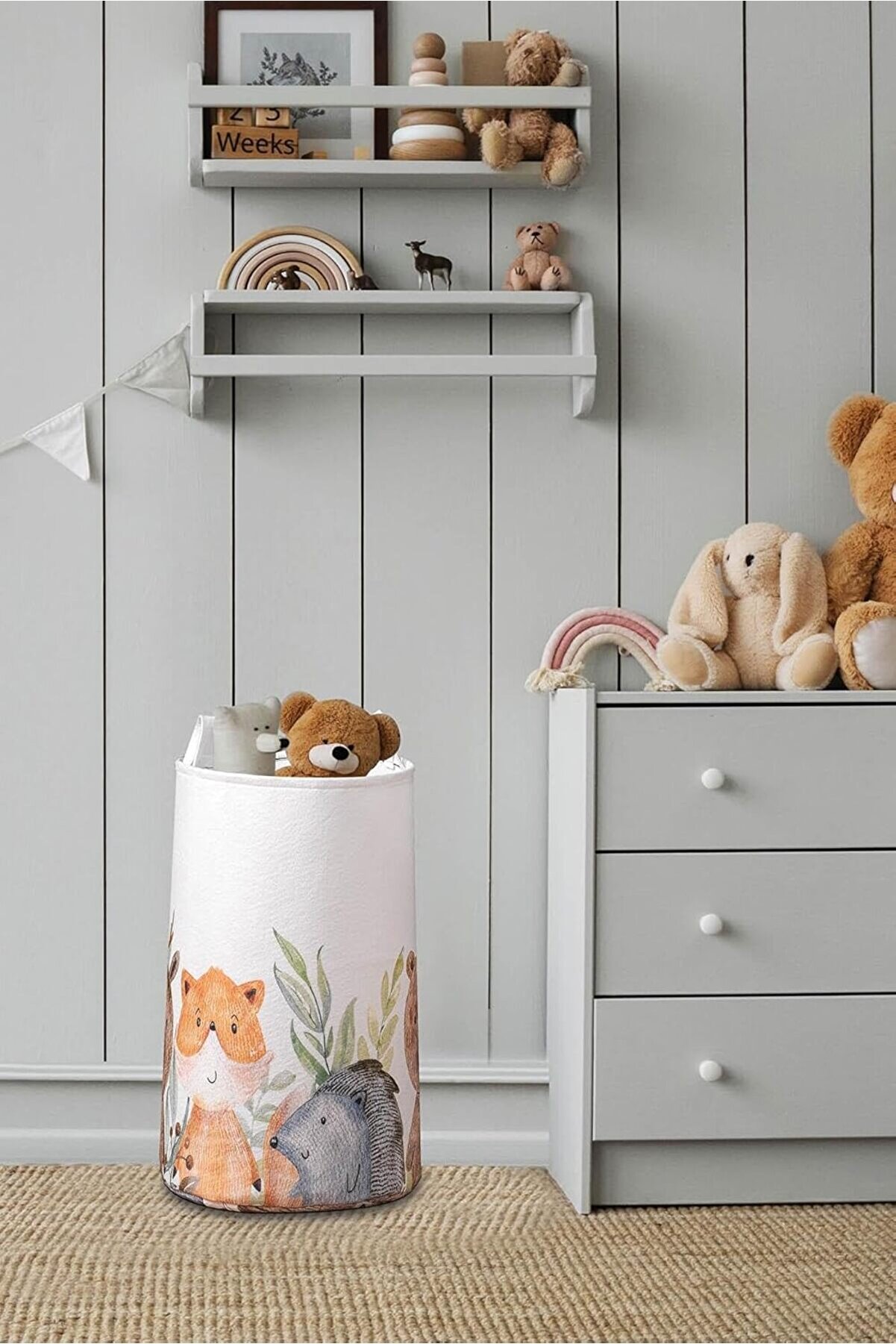 STOREMAX pltnstoreshop Suluboya Hayvan Figürlü Oyuncak Saklama Sepeti, Pembe pltnstoreshop 1175735