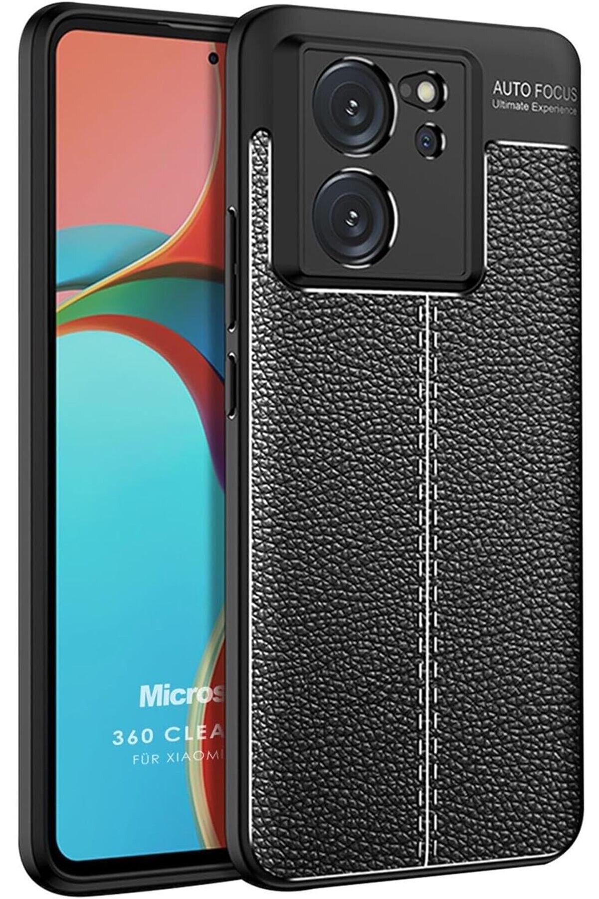 STOREMAX Mi 13T Pro Kılıf Deri Dokulu Silikon Siyah [Mi 13T Pro ile Uyumlu Kılıf - Siyah] 1014773