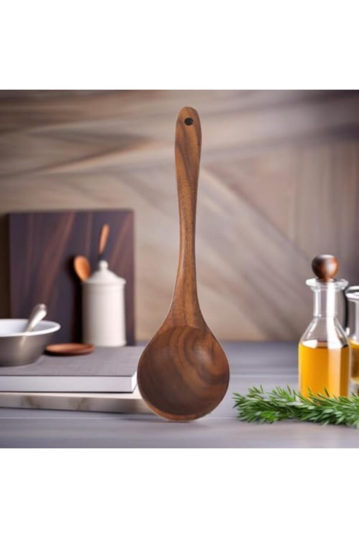 Akasya Ağacından El Oyması Servi̇s Çatalı 26Cm | , Dayanıklı Ve Çevre Dostu Ahşap Kaşığ