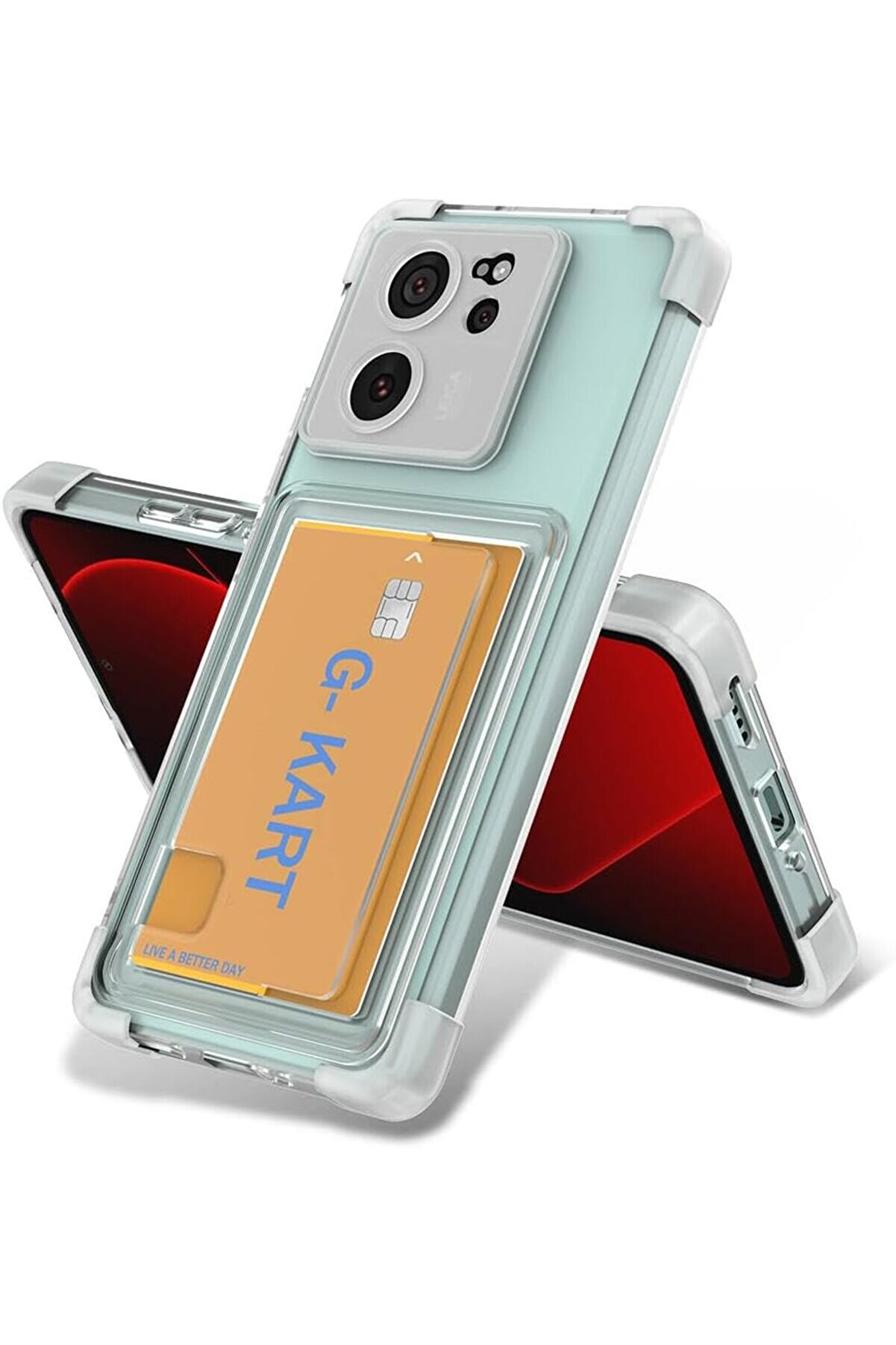 Mi̇ 13T Pro Uyumlu Kılıf Şeffaf Ve Kart Saklama Kartlık B&ouml;lmeli̇ Ultra Kapak 1014773