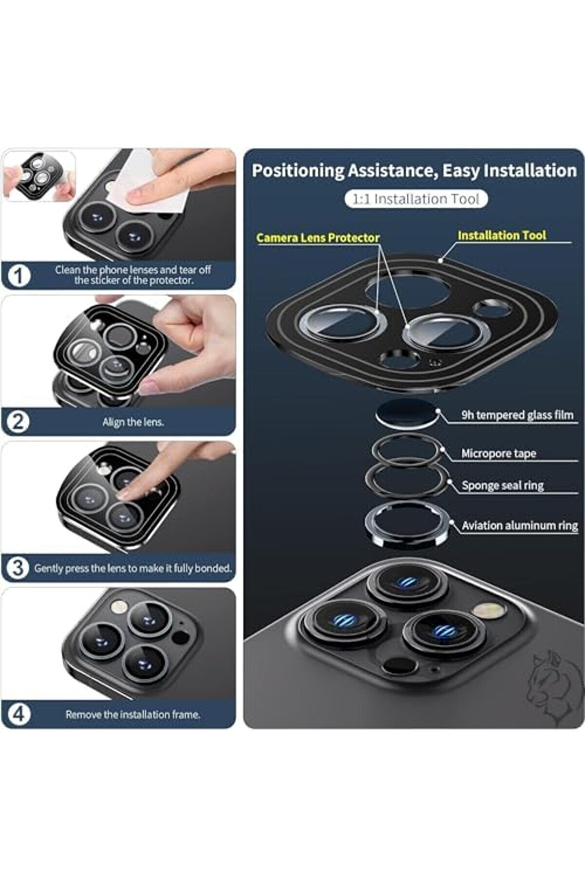 16 Pro Max / 16 Pro / 15 Pro Max / 15 Pro / 14 Pro Max / 14 Pro Safi̇r Premıum Kamera Lens, [S&uuml;per S&ouml;