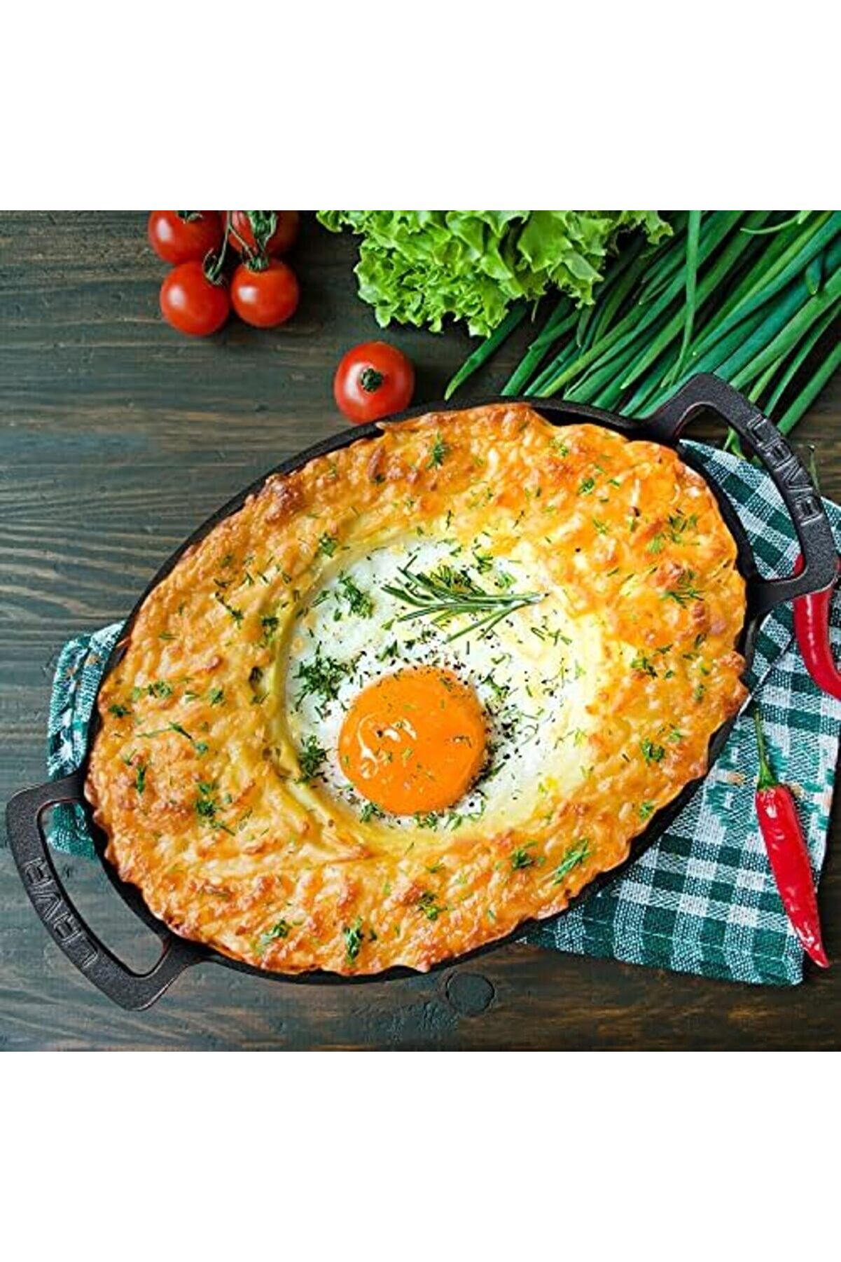 Shopverse Metal Oval Kuplu Döküm Tava 27X20, Kırmızı Trendfli̇ck 1014773