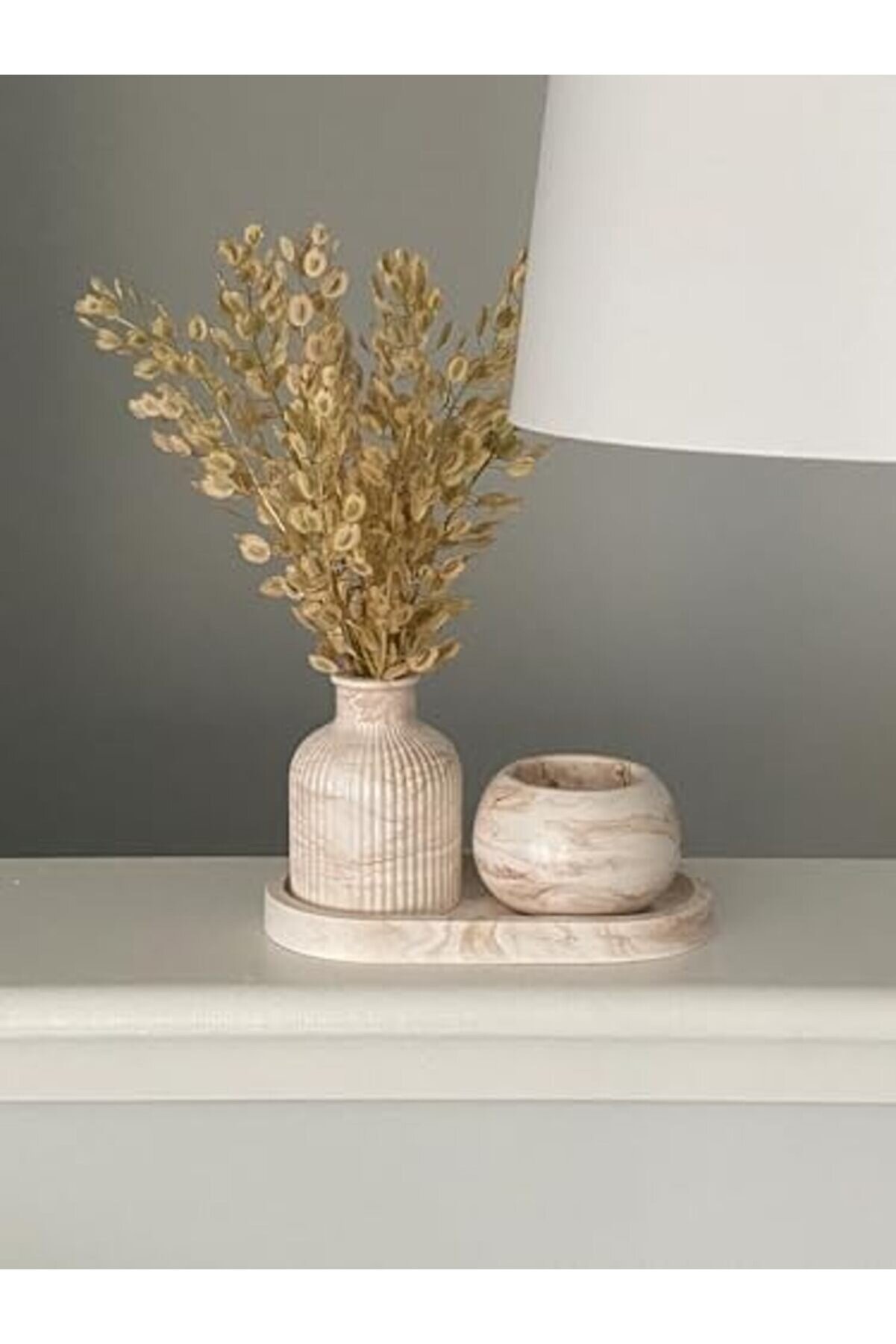 Dekoru Bebek Pampas, Tepsi̇, Mum Set. 1014773