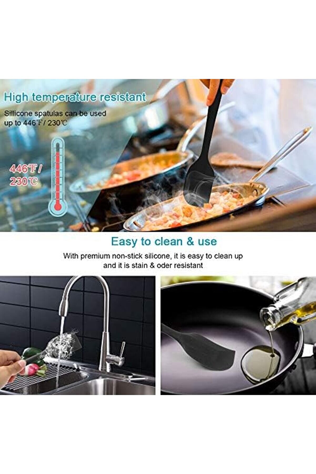 Modashi̇ne Si̇li̇kon Mutfak Yardımcısı, 6 Adet Si̇li̇kon Spatula, Çorba Kaşığı, Fırın Fırçası, Spatula, I