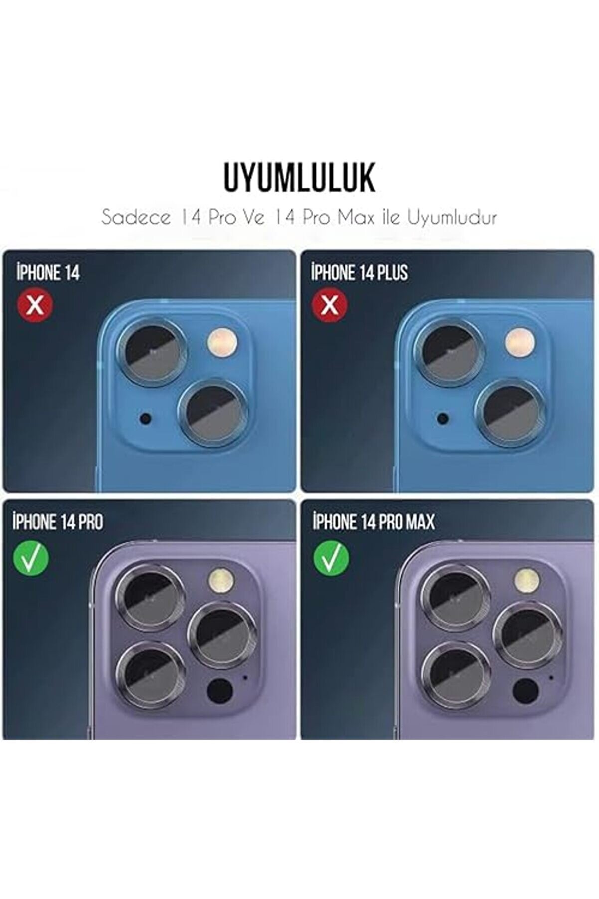 İphone Alaşım Çerçeveli̇ Tempered Glass Kamera Lens ( 14 Pro Max Mor) 1014773