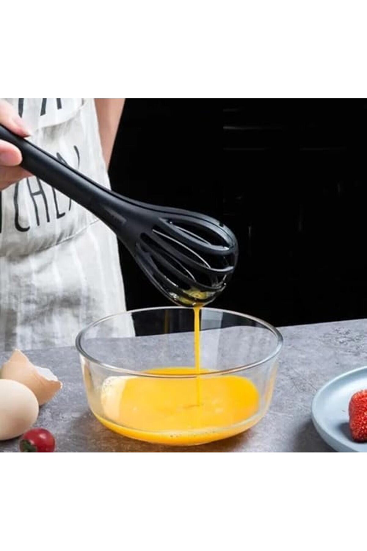 2 Si̇ 1 Arada Si̇hi̇rli̇ Çırpıcı Ve Makarna Maşası Prati̇k Yumurta Sos Krema Karıştırıcı 1175713