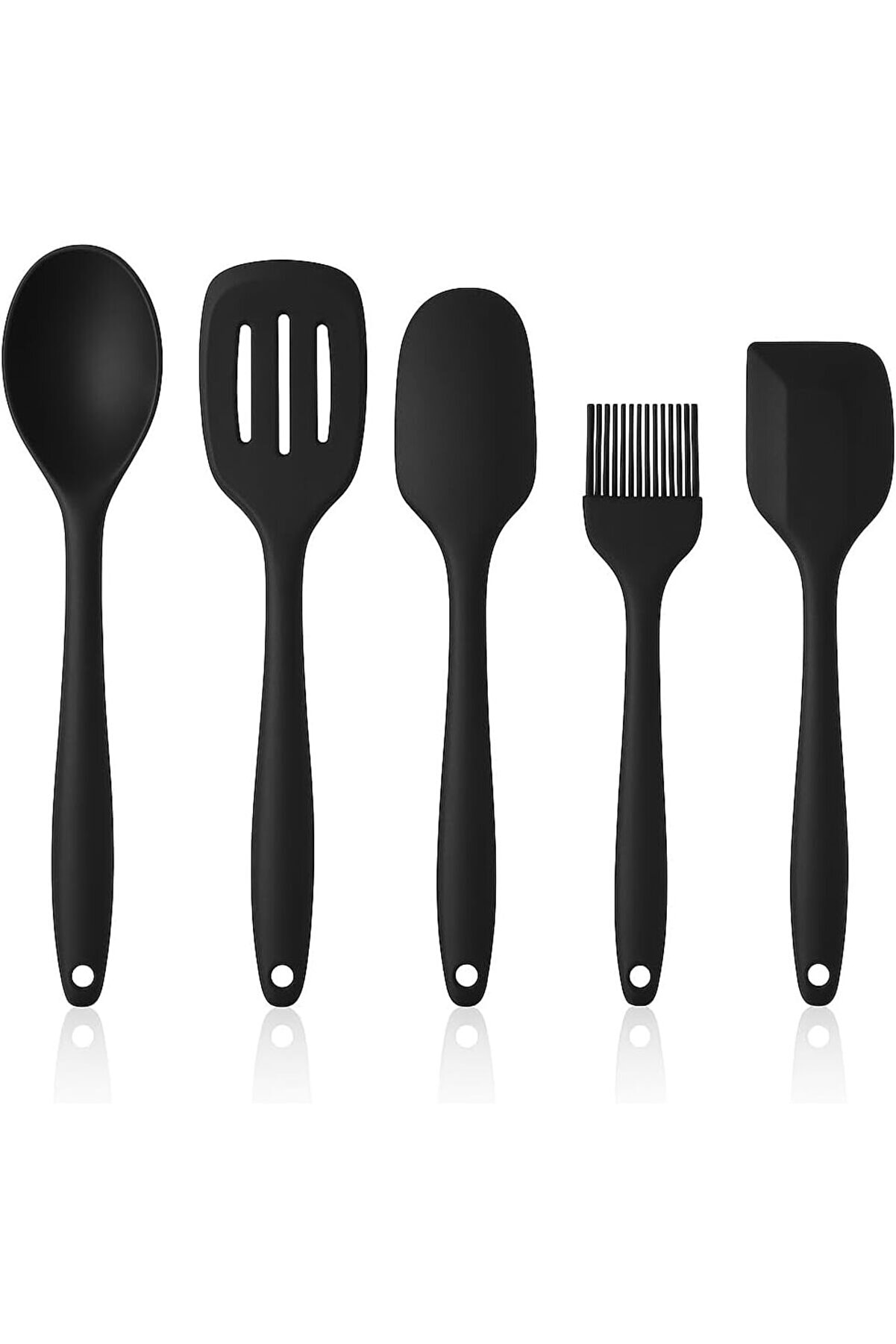 STOREMAX modashine 5'li Silikon Mutfak Seti – Kaşık, Kepçe, Spatula, Yağ Fırçası | Renkli Pişirme Seti |