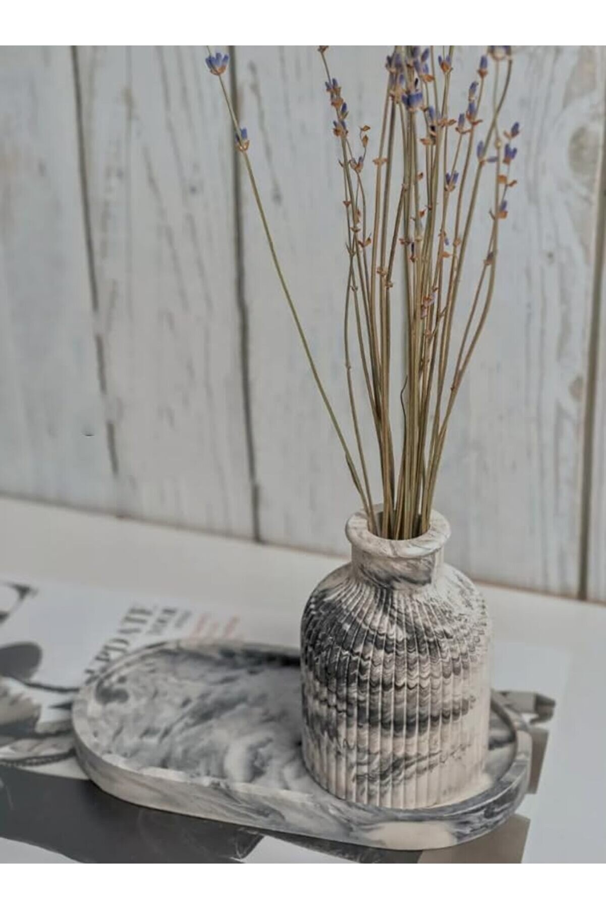 Mermer Desenli̇ Serami̇k Ve Mumluk Seti̇ - Modern Ve Mi̇ni̇mali̇st Dekorasyon 1014773