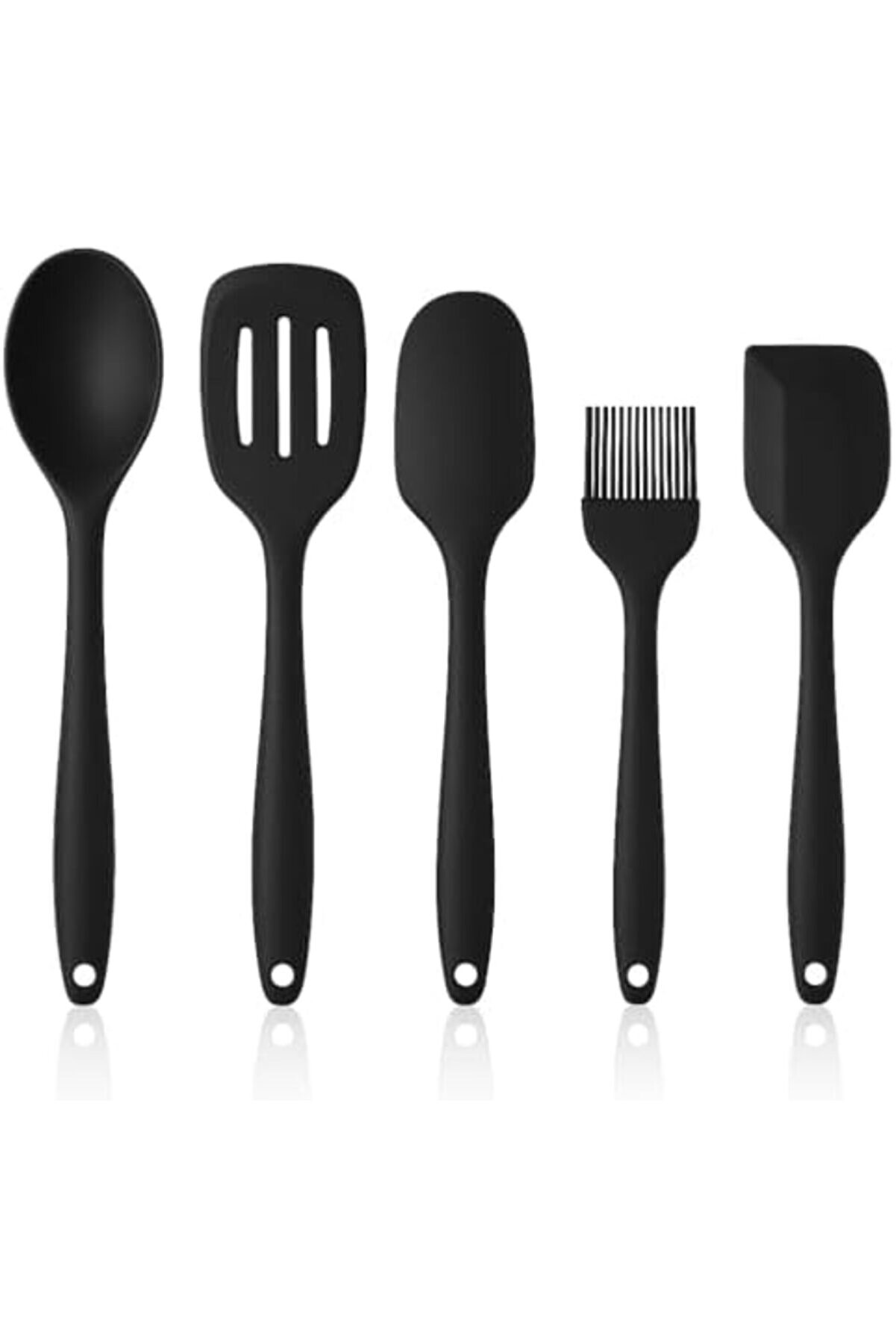 Modashi̇ne 5 Li̇ Si̇li̇kon Mutfak Seti̇ – Kaşık, Kepçe, Spatula, Yağ Fırçası | Renkli̇ Pi̇şi̇rme Seti̇ |