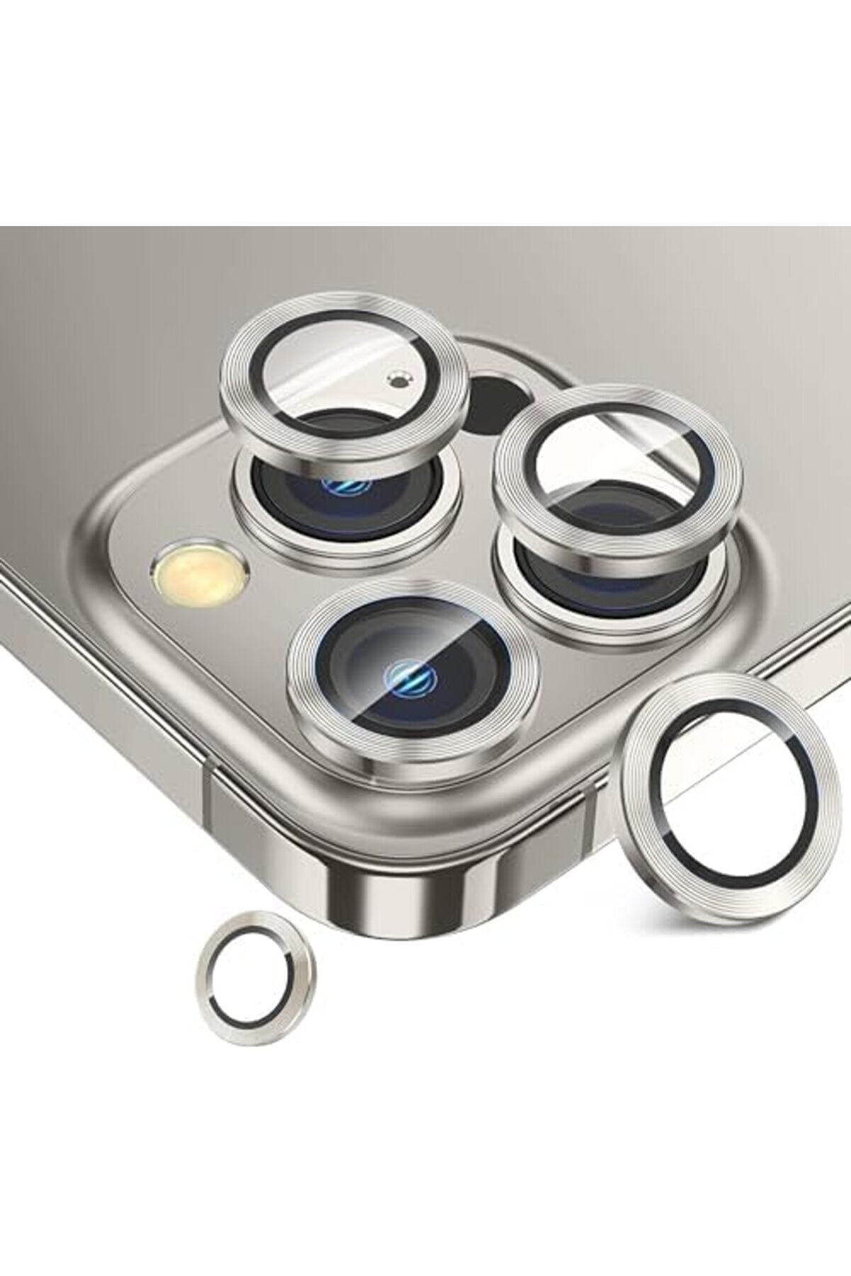 15 Pro/ 15 Promax Kamera Camı Lens Halka Set - Gray G&uuml;m&uuml;ş Renk 1014773