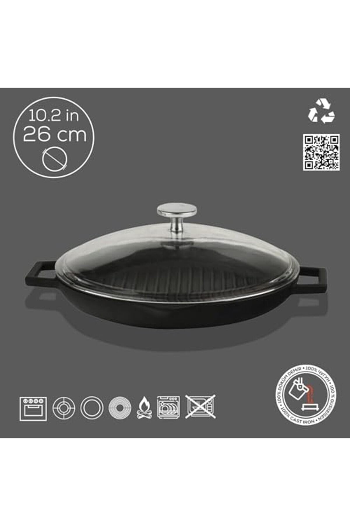 Modashi̇ne Döküm Tva Cam Kapaklı, 26 Cm Modascope 1014773