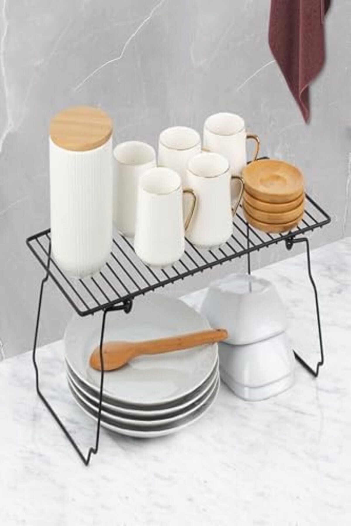 Haus Mutfak Masası Tezgah Üstü Dolap Içi̇ Portati̇f Katlanabi̇li̇r Raf Düzenleyi̇ci̇ As-802 Si̇yah 1014773