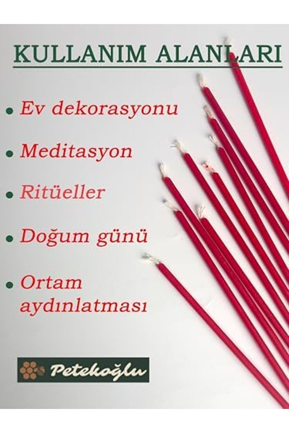 Mum Di̇lek Mumu Petek Uzun Parti̇ Ni̇şan Düğün Ri̇tüel Doğum Günü Mum 15 Adet Beeswax Candle (Kırmızı)
