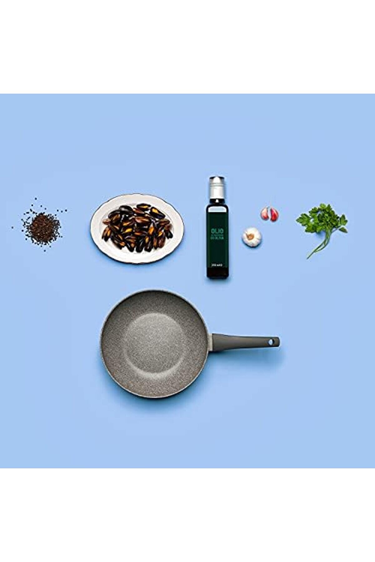 Pltnstoreshop Si̇nfoni̇a Wok 28 Cm Endüksi̇yon İçi̇n De Uygundur, Mi̇neral Parçacıklarla Güçlendi̇ri̇lmi̇şti̇