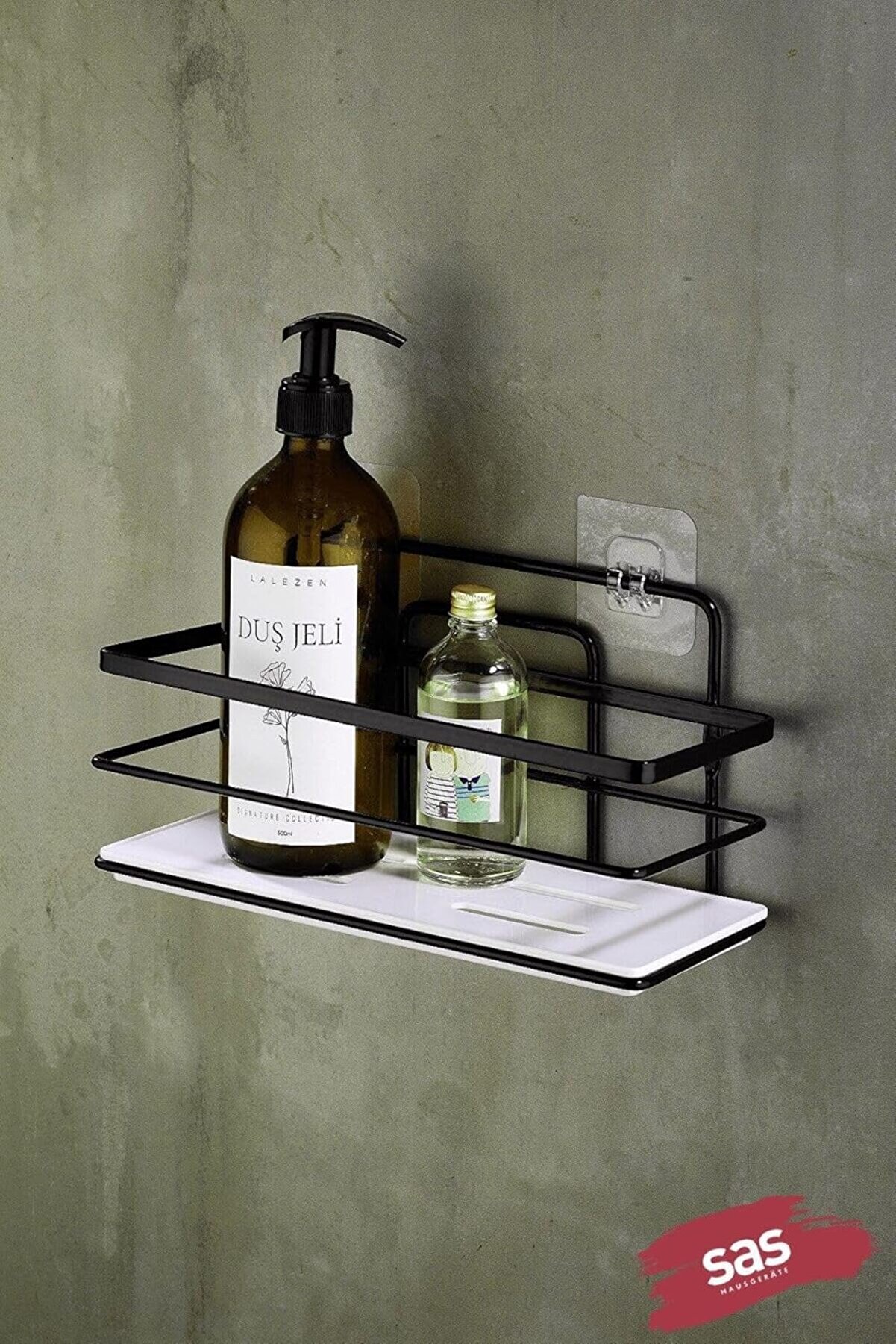 STOREMAX Haus Yapışkanlı Ömür Boyu Paslanmaz Ayarlanabilir Raf Düzenleyici Şampuanlık Beyaz Siyah Lş-01 Sb 1