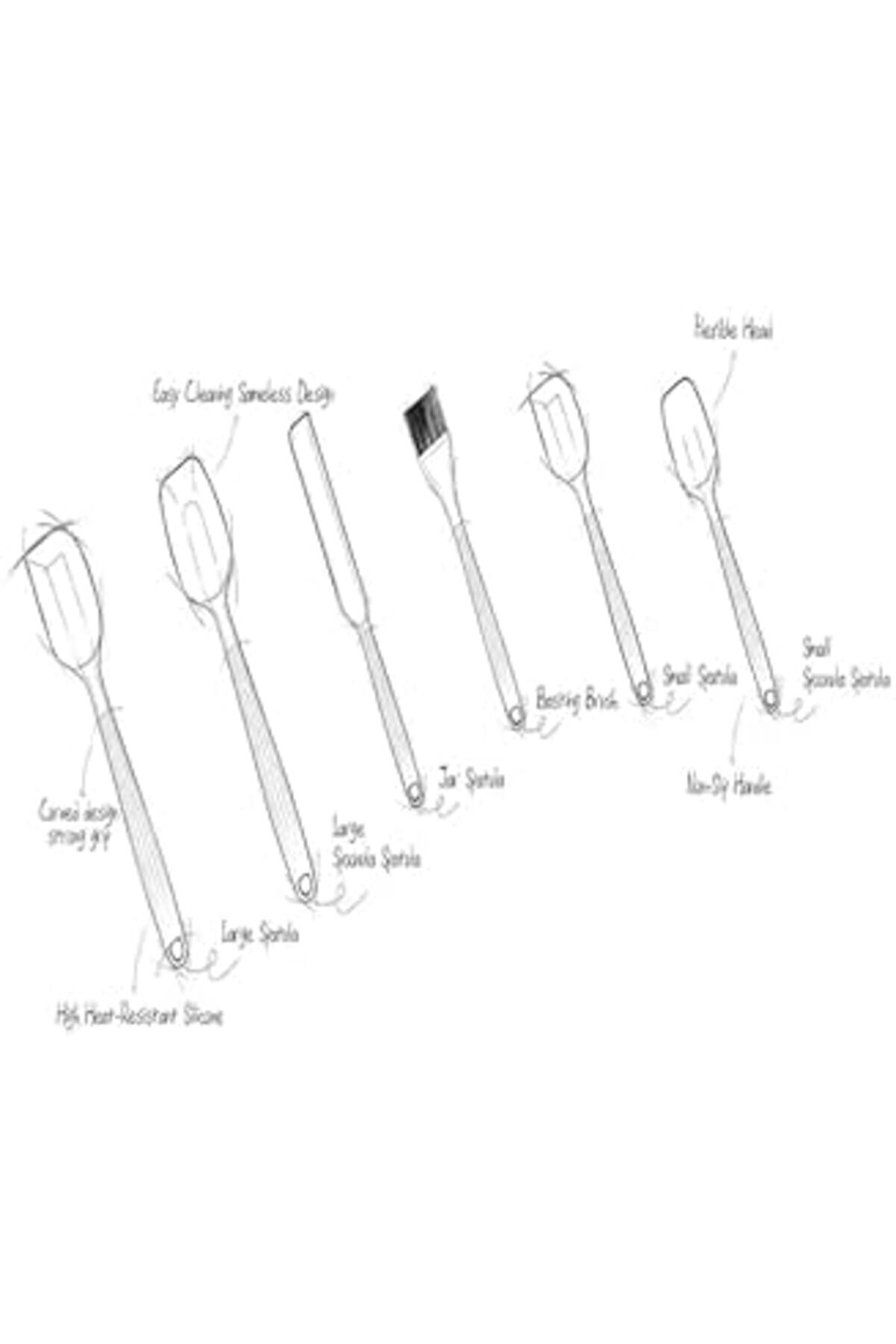 Modashi̇ne Drongo Dayanıklı Yanmaz Yapışmaz Si̇li̇kon Spatula Seti̇ 6 Parça Kırmızı Modascope 1014773