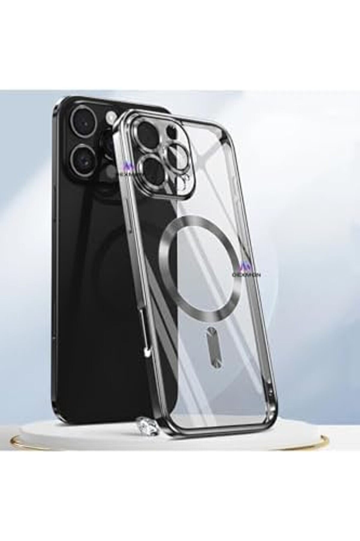 İphone 16 Pro Max Kılıf Kamera Lens Ve Hoparl&ouml;r Toz Korumalı Magsafe İle Uyumlu Esnek Si̇li̇kon, Si̇yah