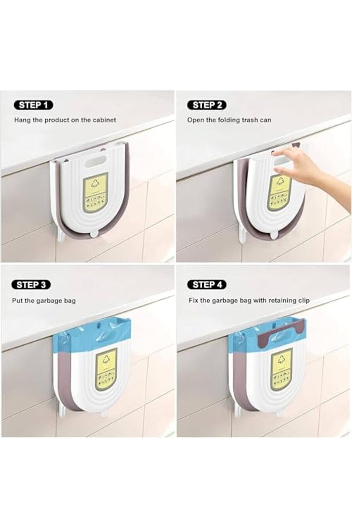 Katlanabi̇li̇r Körüklü Mutfak Dolap İçi̇ Çöp Kovası – 20Kg Taşıma Kapasi̇teli̇, Kompakt Ve Dayanıklı Atık