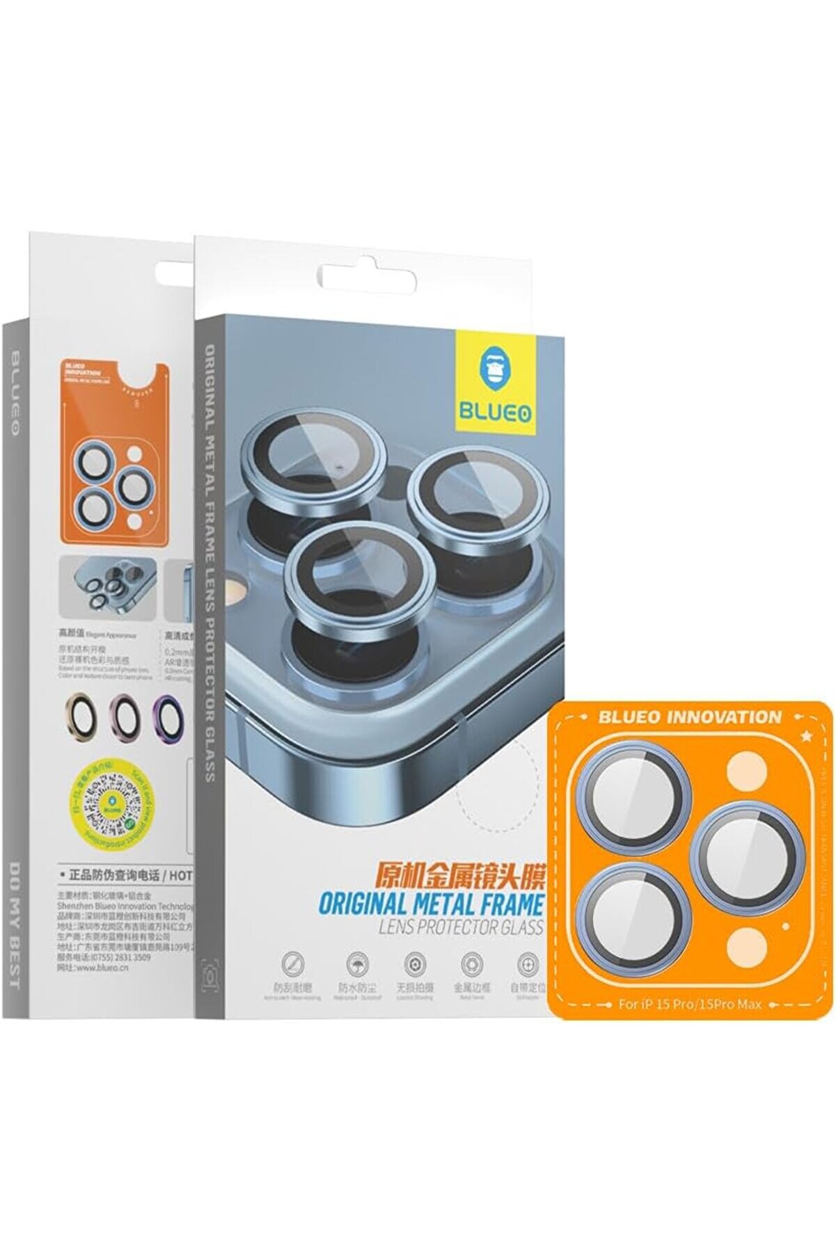 STOREMAX 15 Pro Max Uyumlu Mavi Orijinal Metal Çerçeve Kamera Lens 1014773