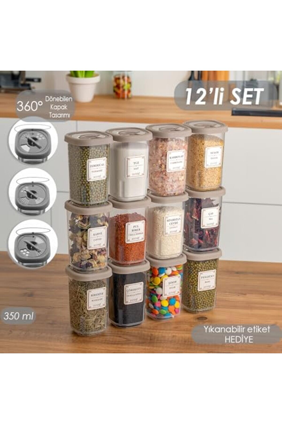 1061 Döner Kapaklı Eti̇ketli̇ Seti̇ - 12 Li̇ Cappucci̇no Kapaklı 350 Cc 1014773