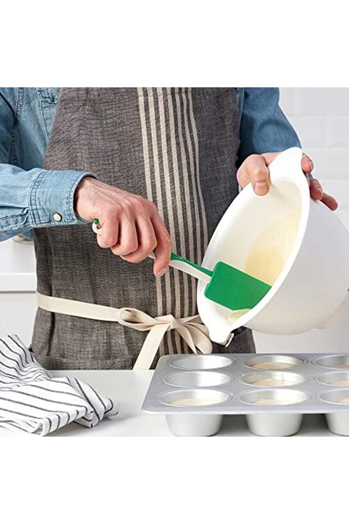 Modashi̇ne Gubbröra Kauçuk Spatula, Yeşi̇l/Beyaz Modascope 1014773