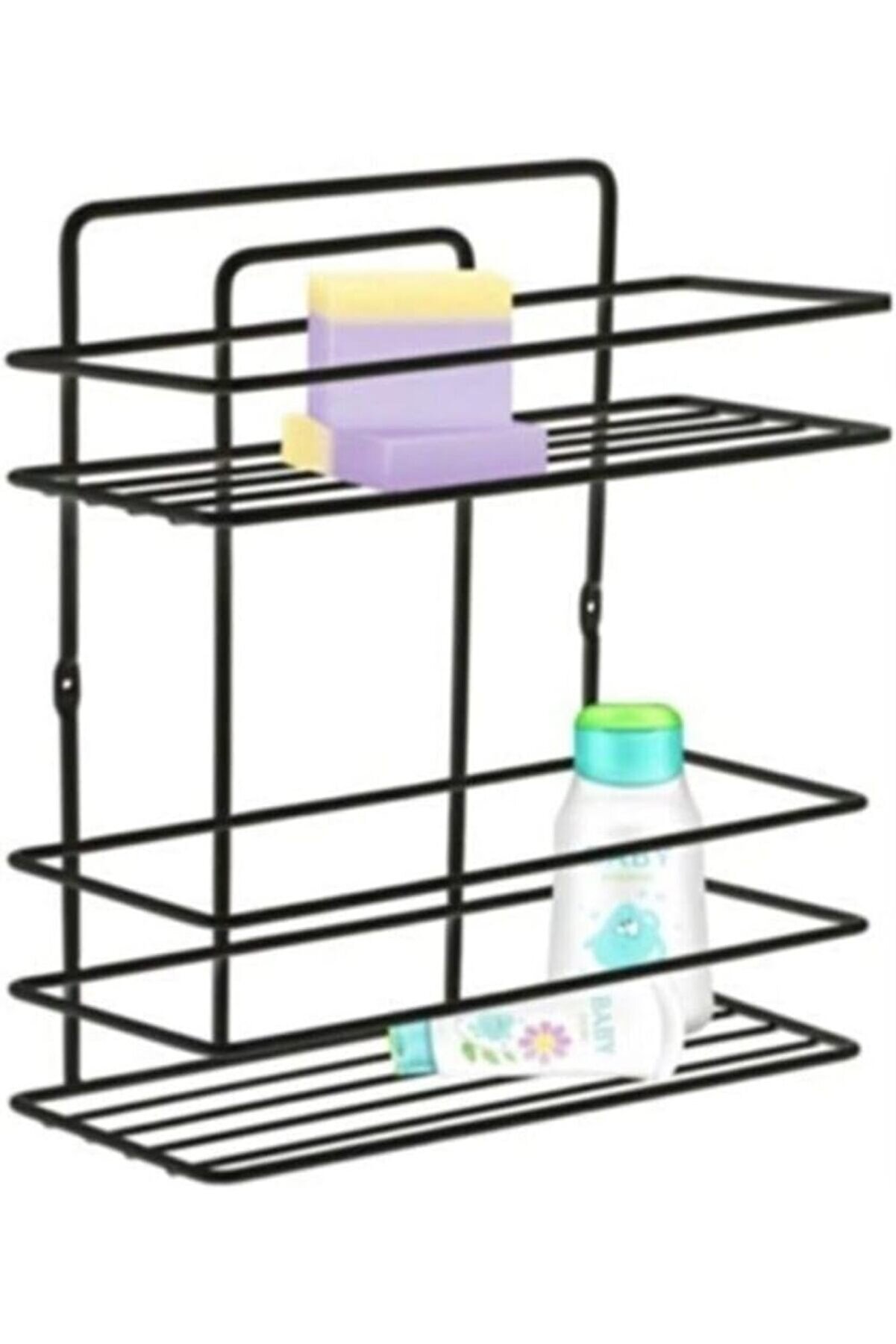 Aksesuar Seti̇ 4 L&uuml; Si̇yah, &Ouml;m&uuml;r Boyu Paslanmaz D&uuml;z Duş Rafı Şampuanlık Si̇yah Tş-02 1014773