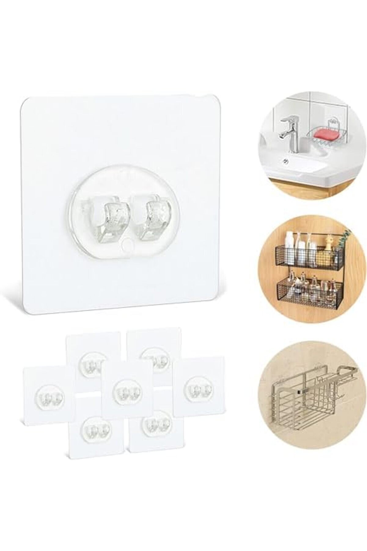 10 Lu Su Geçi̇rmez Yapışkanlı Raf Askısı - Duş Köşe Rafı Ve Sabunluk Asma Kancası - 2,5 Kg Taşım