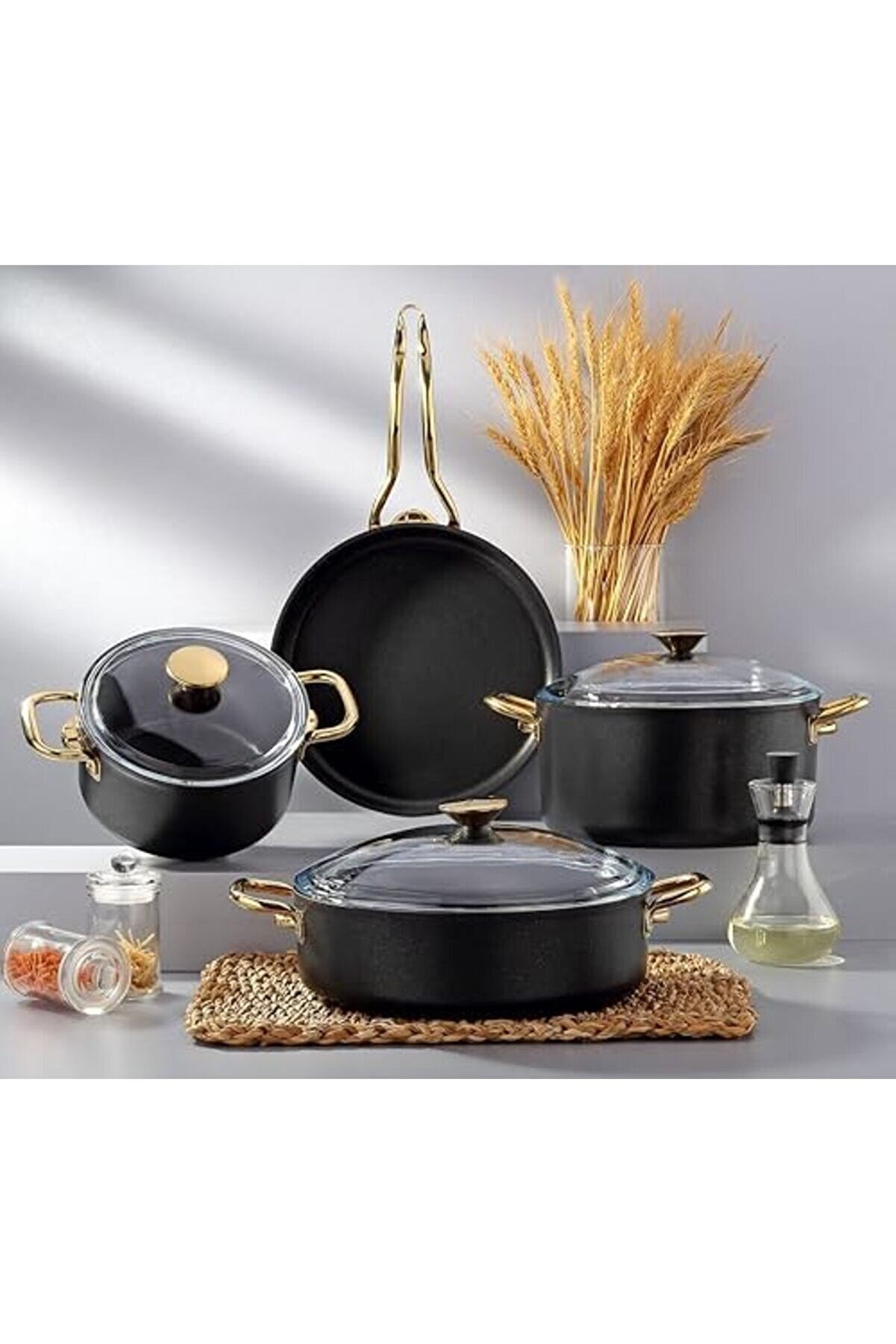 Modashi̇ne 7 Parça Ti̇tanyum Tencere & Tava Seti̇ Modascope 1014773