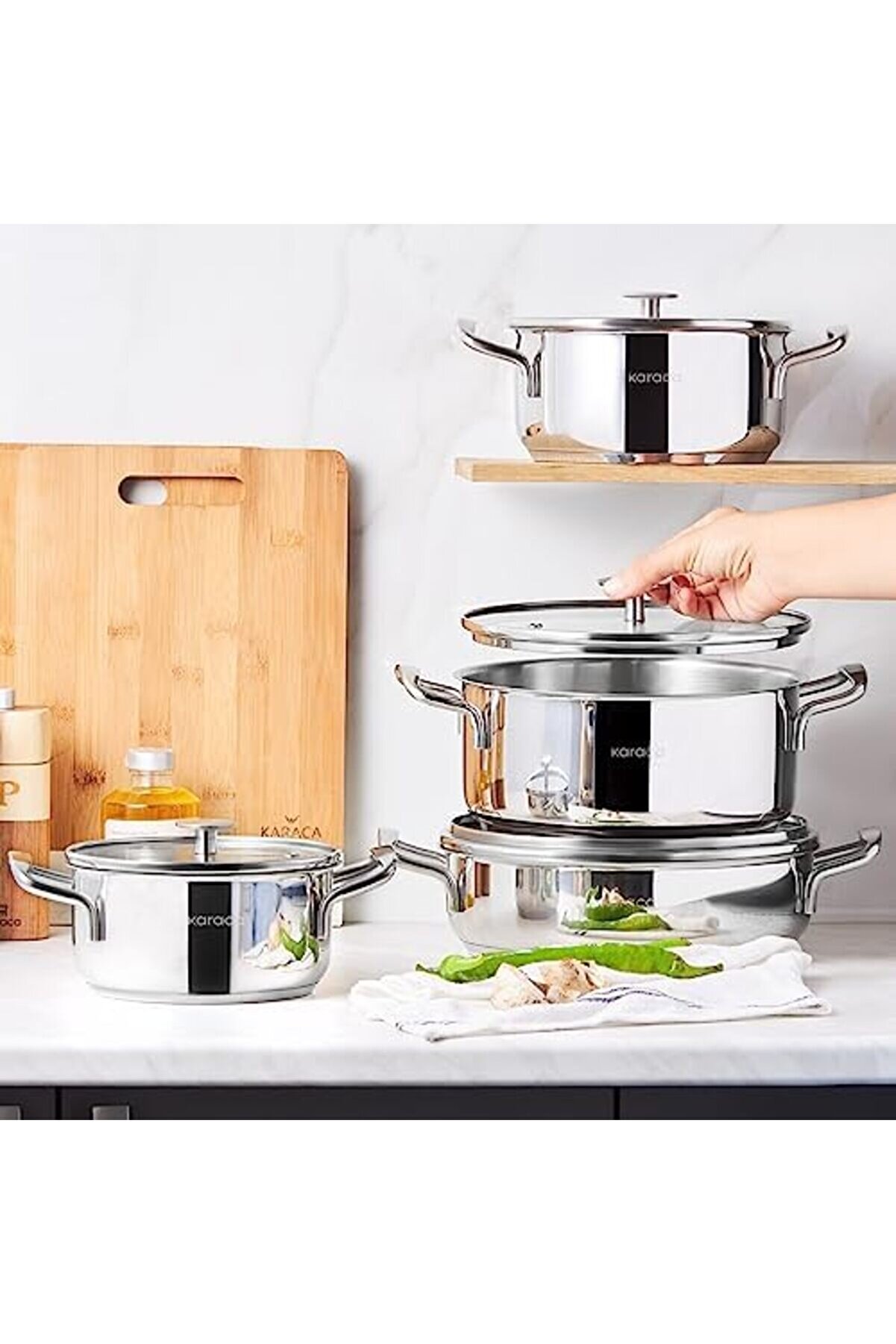 Shopverse Alaz 8 Parça Çeli̇k Tencere Seti̇ Trendfli̇ck 1014773