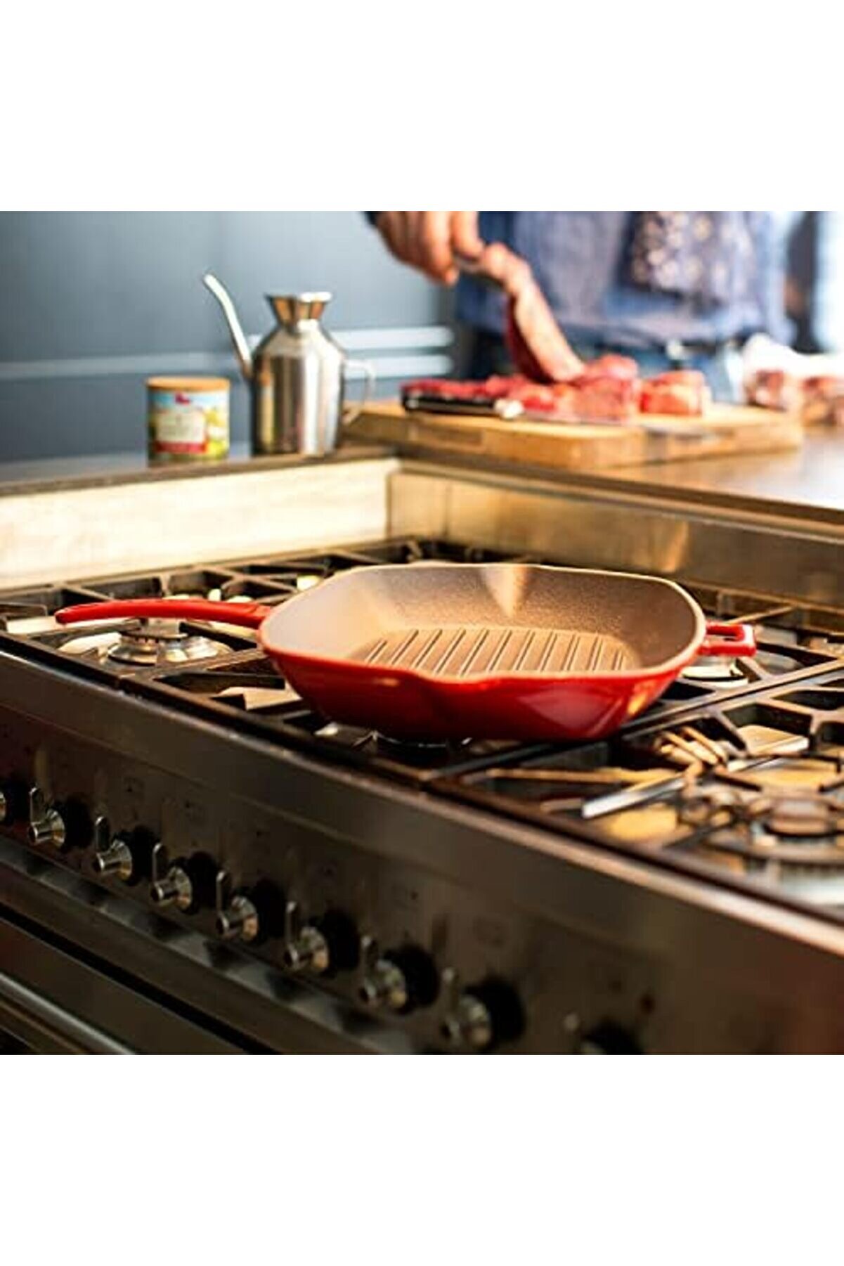 Modashi̇ne Döküm Tava, Metal Saplı, 28X28 Cm, Kırmızı Modascope 1014773