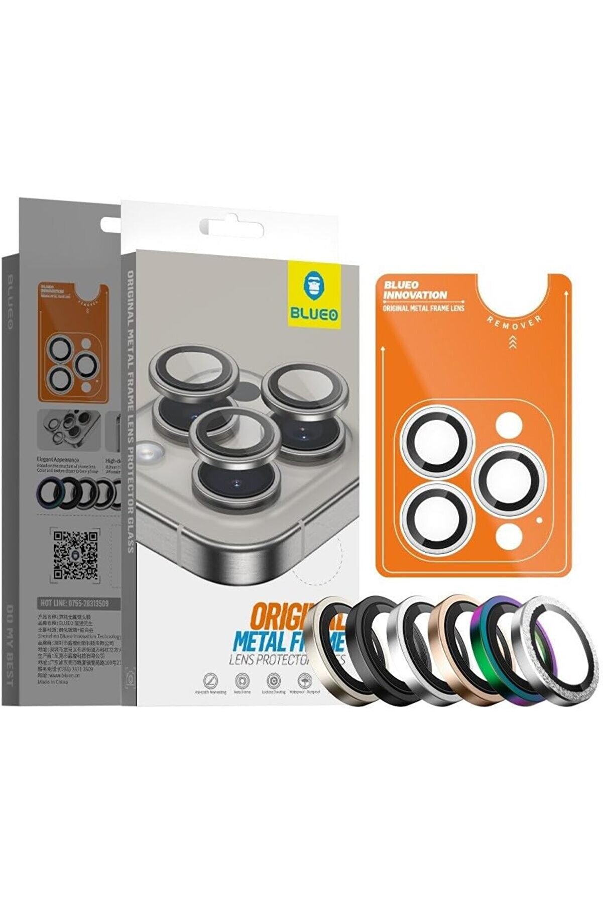 STOREMAX 16/16 / 16 Pro / 16 Pro Max Uyumlu Metal Frame Aplikatörlü Kamera Lens Camı ( Gri, 16 Pro / 16 Pro M