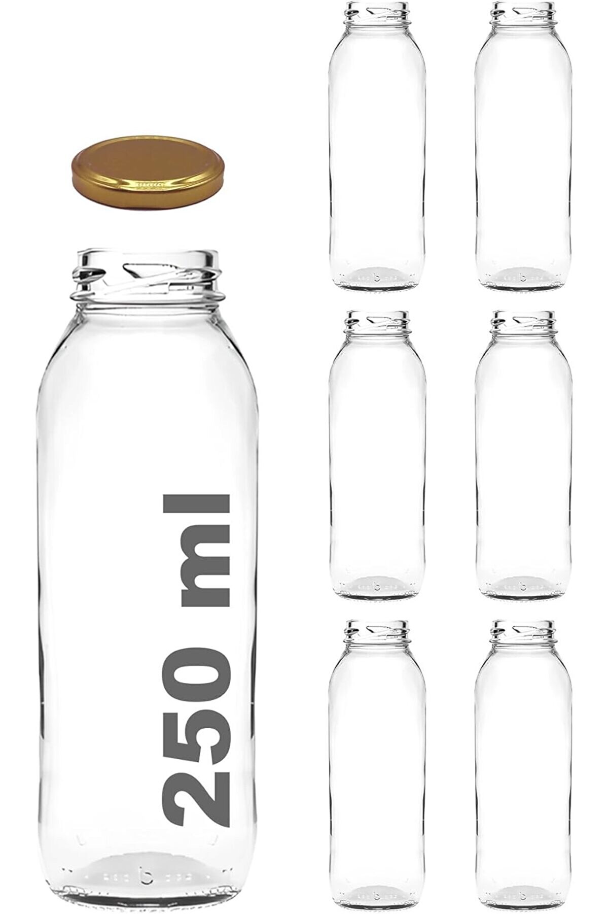 STOREMAX pltnstoreshop 250 ml Metal Kapaklı Meyve Suyu, Meşrubat, Limonata Şişesi 250 cc Cam Şişe 6 Adet (Alt