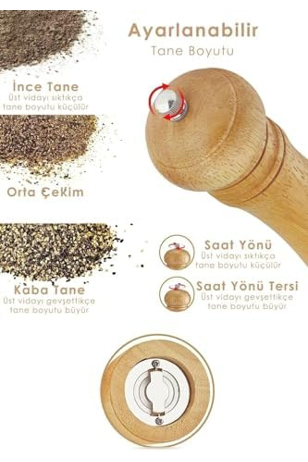 Ahşap Deği̇rmen Karabi̇ber Tuz Kahve Öğütücü El Deği̇rmeni̇ 1014773