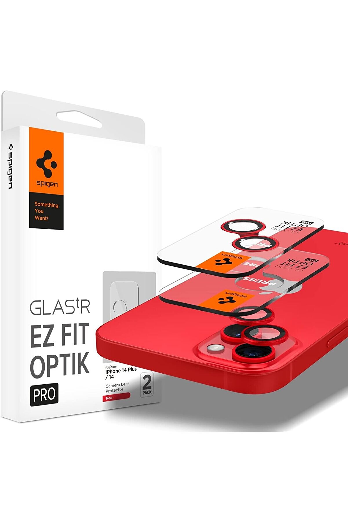 İphone 15 / 15 Plus / 14 / 14 Plus Kamera Lens Camı Koruyucu Glas.tr Ez Fi̇t Opti̇k Pro (2 Adet) Red -