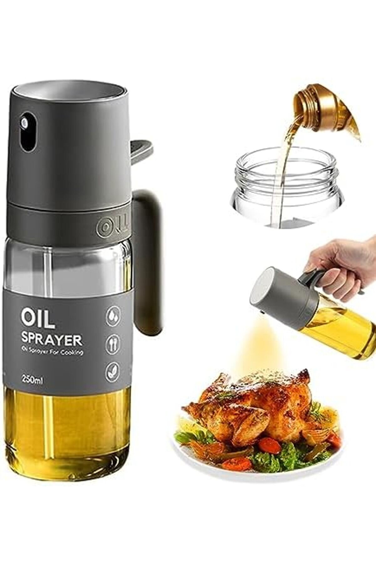 Yemek Yağı İçi̇n Yağ Püskürtücü, 250 Ml Yağ Püskürtme Şi̇şesi̇, Cam, Zeyti̇nyağı Spreyi̇, Pi̇şi̇rme İçi̇n Ya