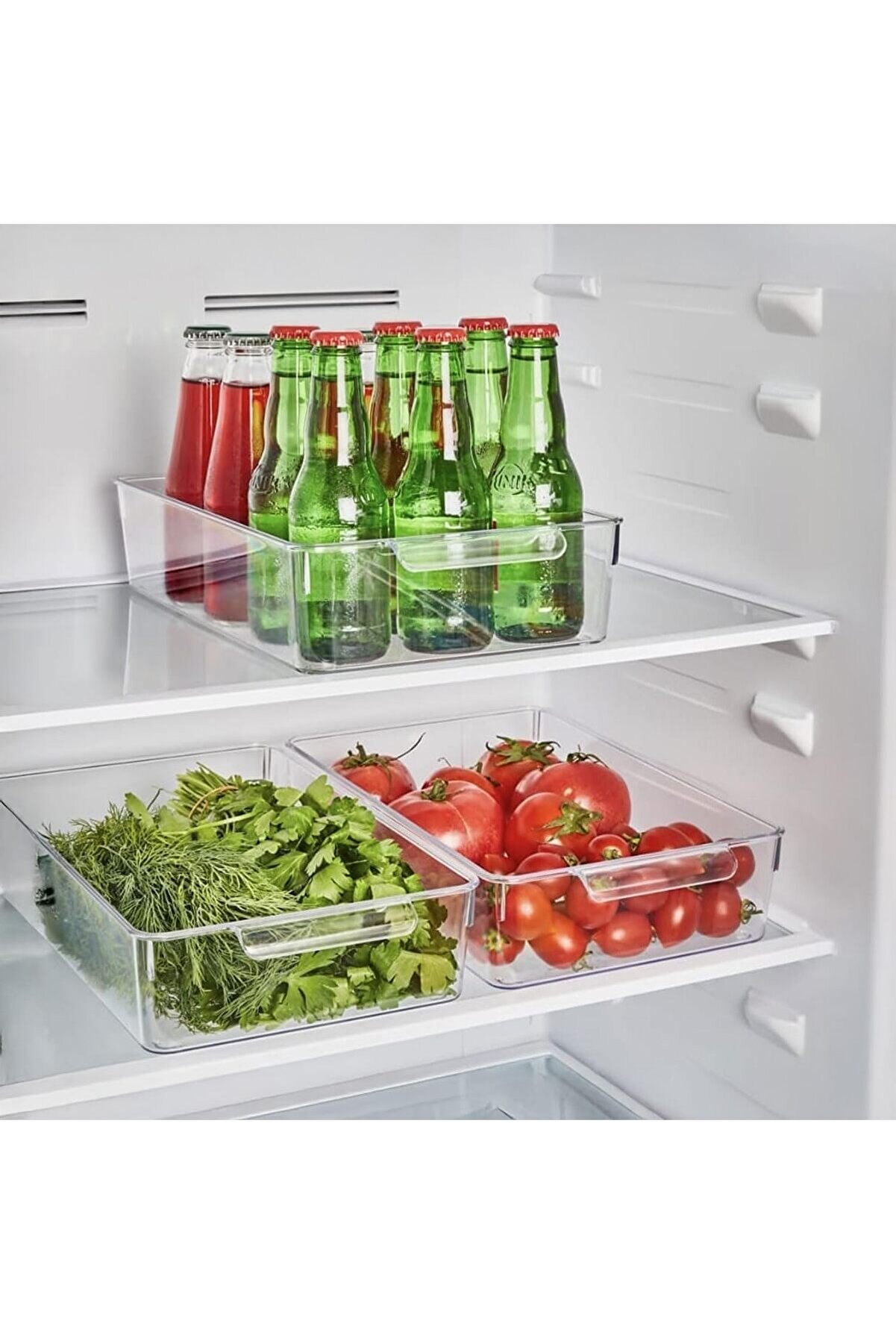 STOREMAX elizzashop 1 Adet Kırılmaz Ultra Dayanıklı Buzdolabı Düzenleyici Organizer Kutu Şeffaf - Large Boy K