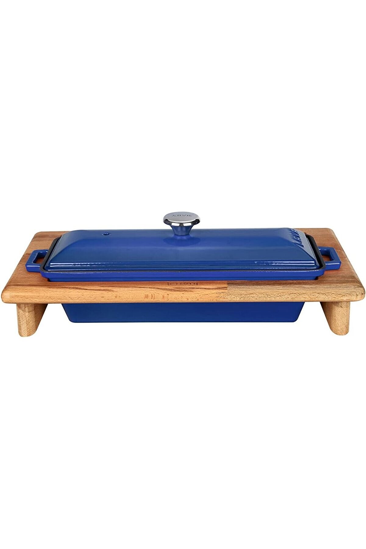 STOREMAX Döküm Ekmek Kabı ve Ahşap, 11x29cm, Mavi 1014773