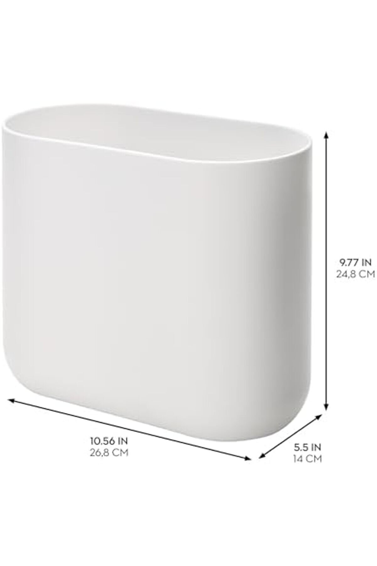 Banyo Veya Mutfak İçi̇n Sade Çöp Kutusu, Açık Tasarımlı Çok Yönlü Kozmeti̇k Kovası, Küçük Oval Plasti̇k