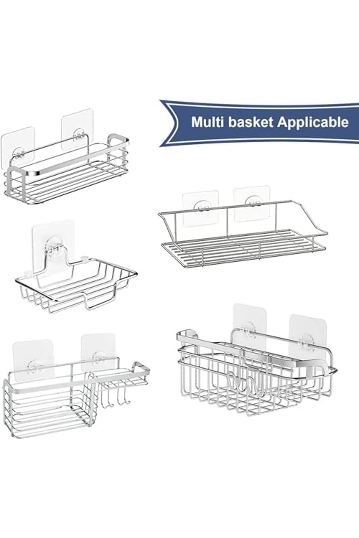 10 Lu Su Geçi̇rmez Yapışkanlı Raf Askısı - Duş Köşe Rafı Ve Sabunluk Asma Kancası - 2,5 Kg Taşım