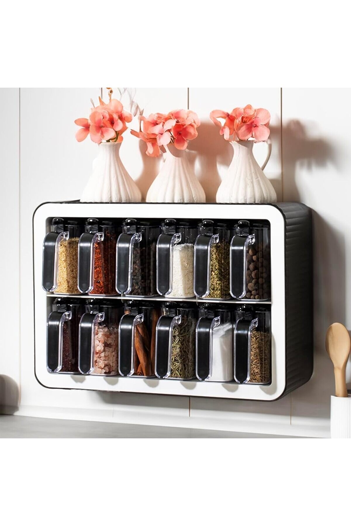 L&uuml;ks 12 Li̇ Takımı, Kaşıklı Kapaklı Ve Kendi̇nden Yapışkanlı (Si̇yah-Beyaz) 1014773