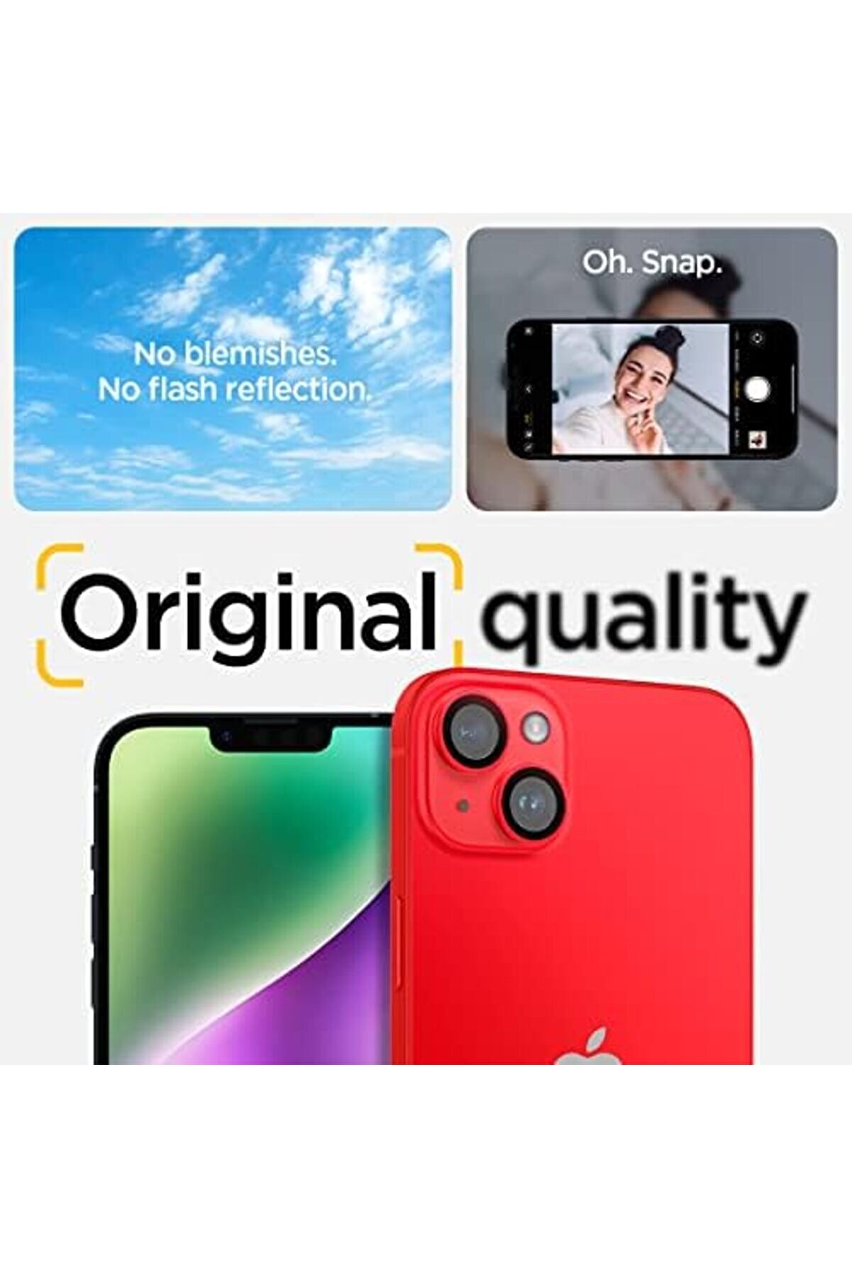 İphone 15 / 15 Plus / 14 / 14 Plus Kamera Lens Camı Koruyucu Glas.tr Ez Fi̇t Opti̇k Pro (2 Adet) Red -