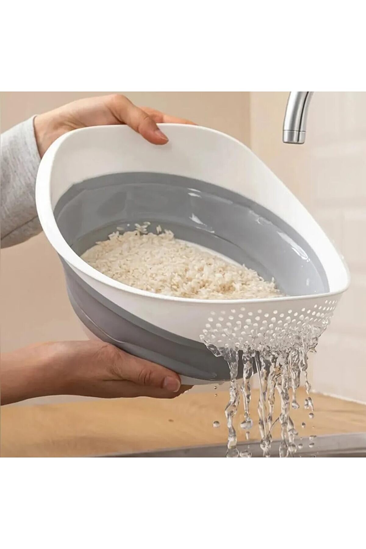 STOREMAX elizzashop Katlanabilir Akordiyonlu Süzgeç, Mutfak Pirinç Meyve Sebze Süzgeci, BPA İçermez, 30 x 25