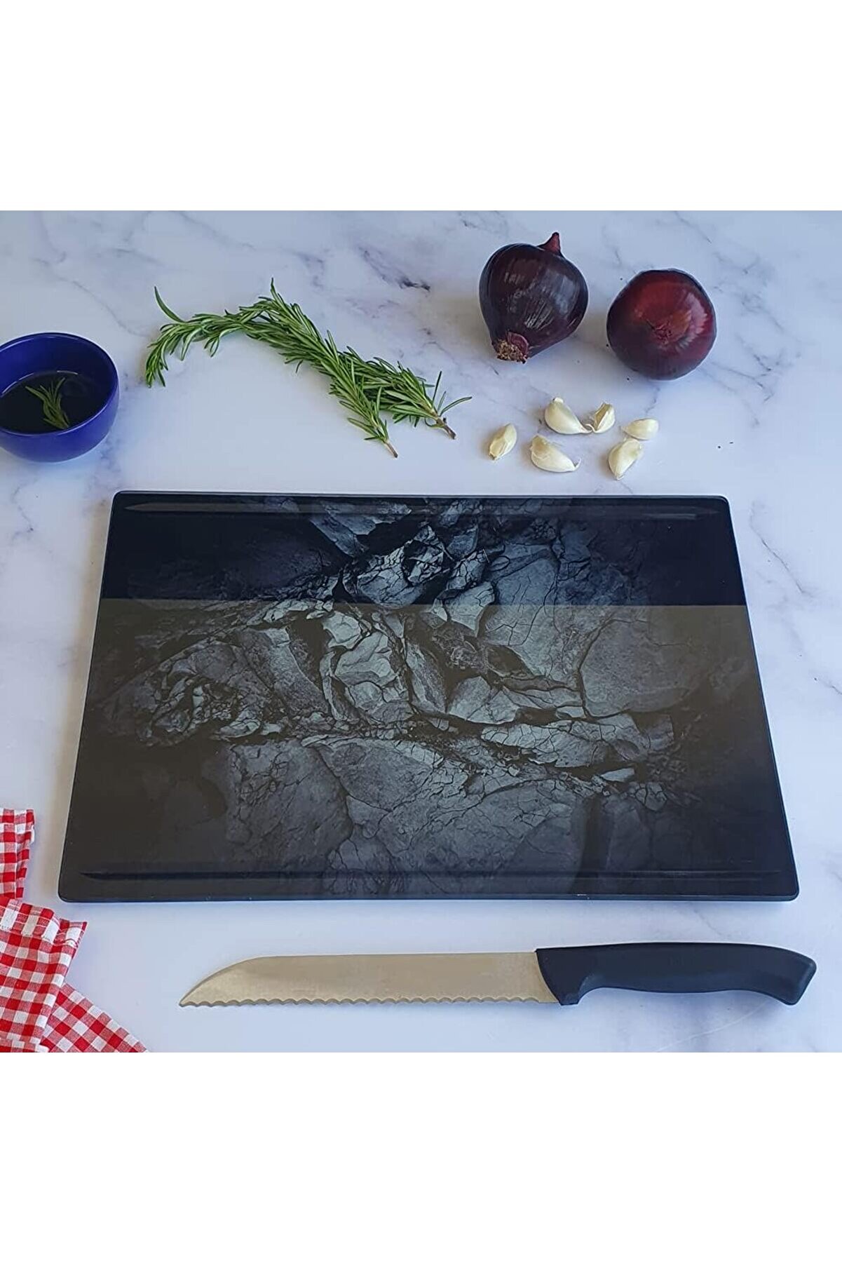 STOREMAX modashine Kanallı Cam Kesme Tahtası - Cam Kesme Tablası | ( TAŞ DESEN, 25cm X 35cm) modascope 101477