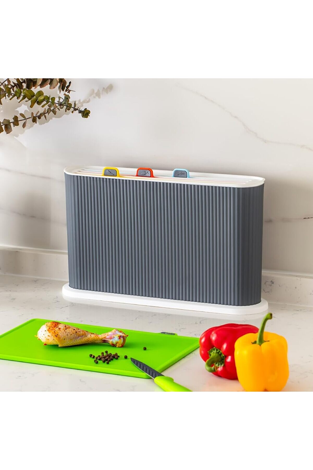 STOREMAX modashine 1070 Çoklu Kesme Tahtası Seti - Et Sebze Balık Doğrama Tahtası Seti - Beyaz modascope 1014