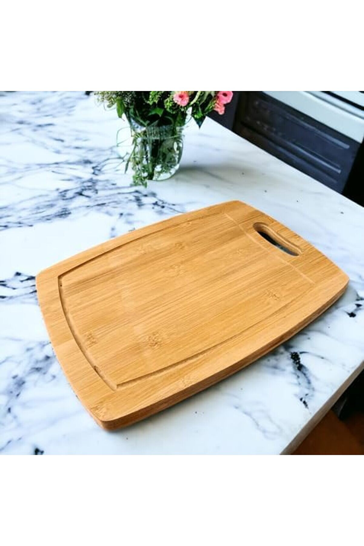 Modashi̇ne Bambu Kesme Tahtası Anti̇bakteri̇el Yıkanabi̇li̇r Doğrama Tahtası Di̇kdörtgen 34X24 Cm Modascop