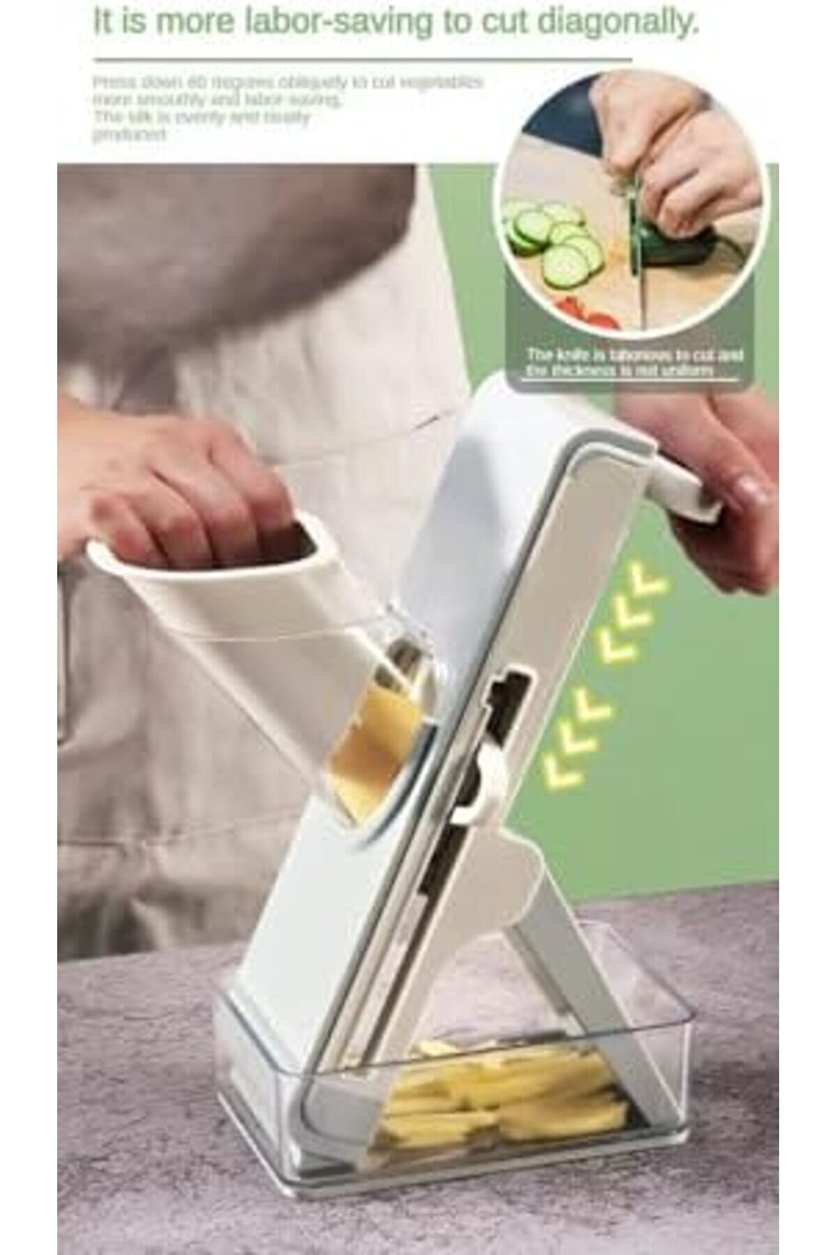 Shopverse Profesyonel Basmalı Rende Doğrayıcı – 3 Bıçaklı Paslanmaz Çeli̇k Kesme, Mandoli̇n Doğrama Ve