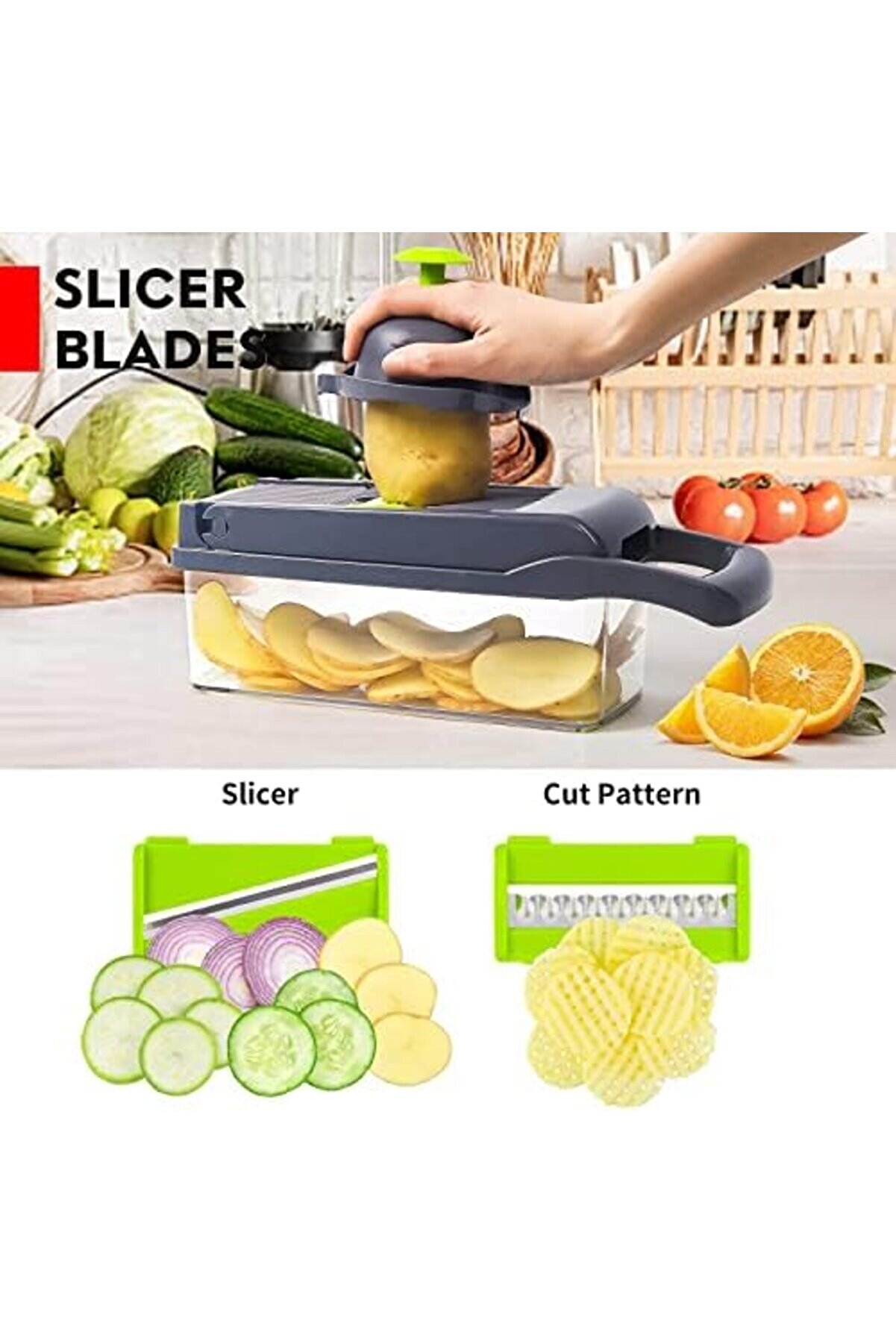 Modashi̇ne Sebze Kesi̇ci̇ – Küp Doğrayıcı – Sebze Doğrayıcı – Sebze Rendesi̇ – Atışlar, Di̇li̇mler İçi̇n Uy