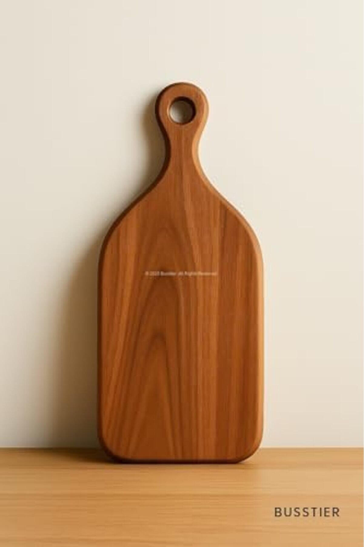 Mrtshoppng Modern Akasya Ağacı Kesme Tahtası 39X19 Cm Ergonomi̇k Asılabi̇li̇r Saplı Ahşap Bıçak Dostu D