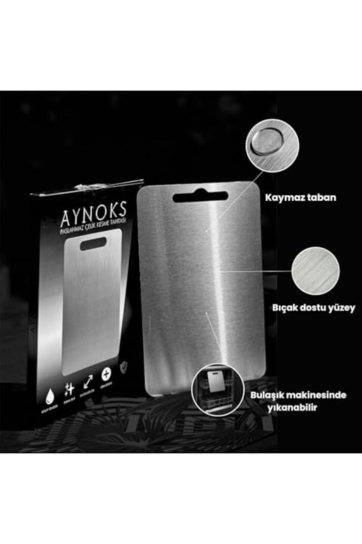 Modashi̇ne 304 Kali̇te Çeli̇k Kesme Tahtası, Bulaşık Maki̇nesi̇nde Yıkanabi̇li̇r, Mutfak İçi̇n Metal Doğrama