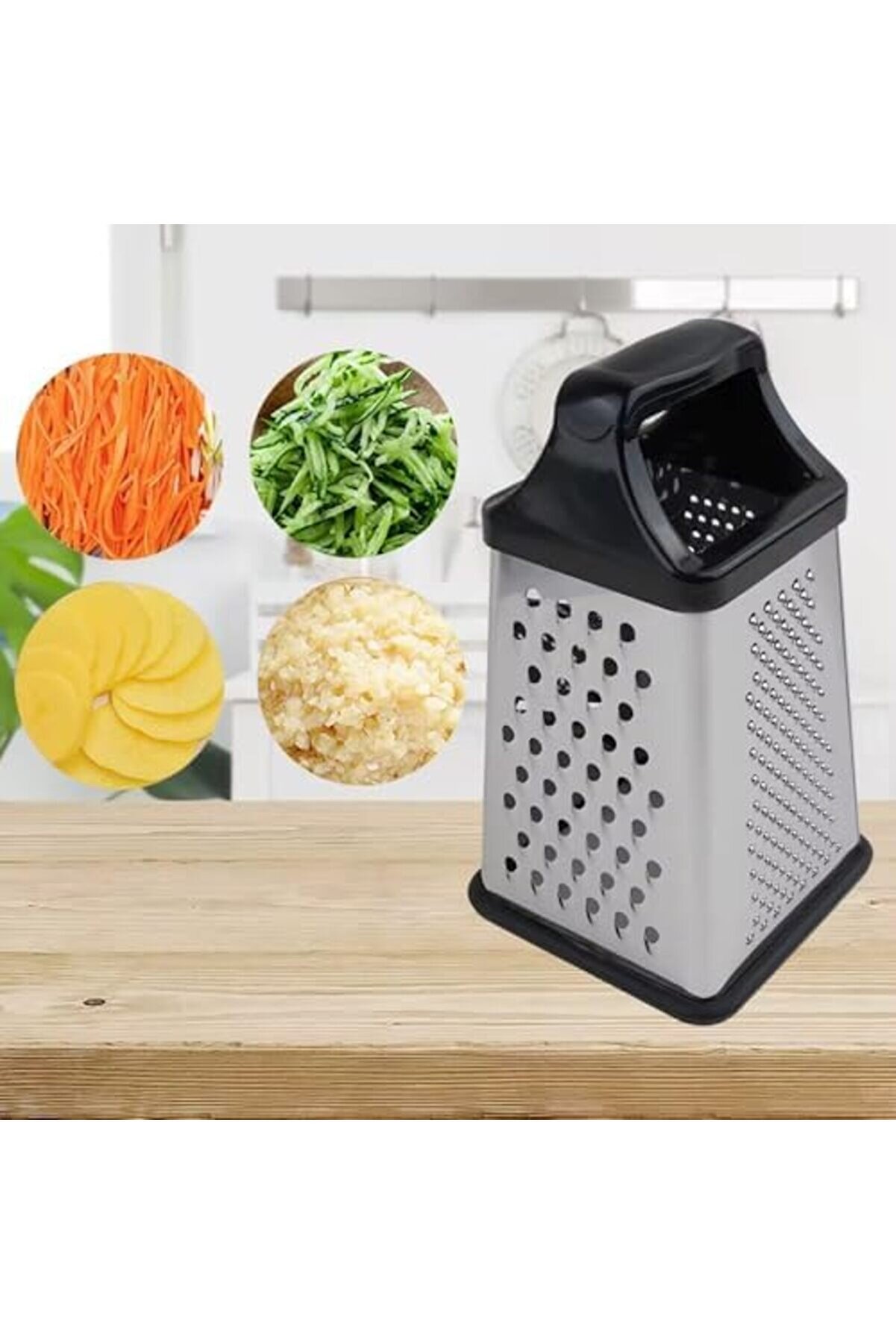 Modashi̇ne Si̇li̇kon Saplı 4 Yüzeyli̇ Kaymaz Tabanlı Paslanmaz Çeli̇k Rende – Ergonomi̇k Tasarım, Prati̇k K